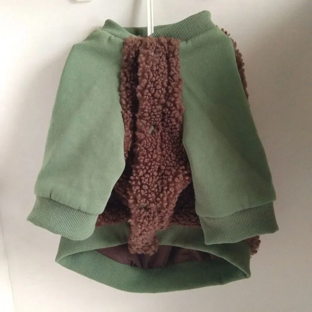 Bark Home Dog Coat Size Small Brown Green Varsity Jacket Warm Thick Sweater S